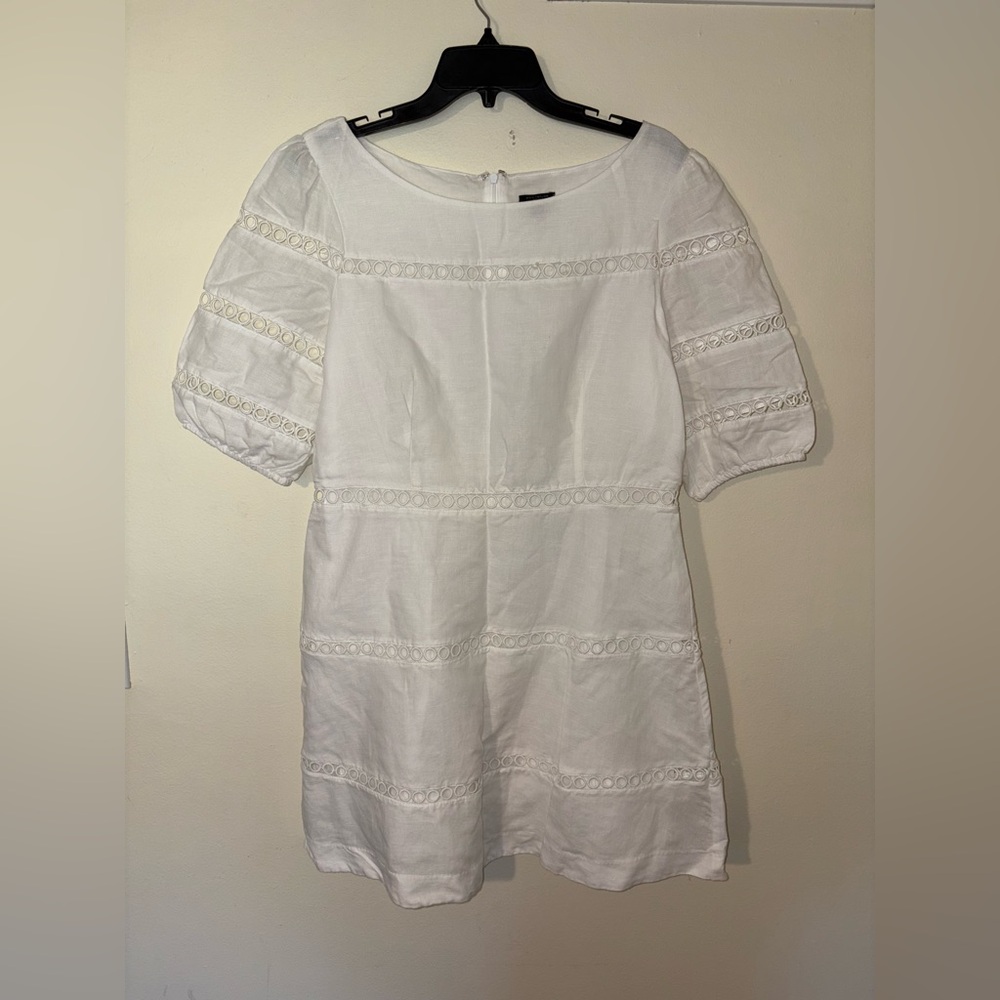 Ann Taylor White Lace Trim Dress